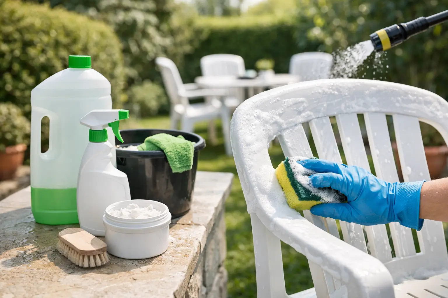 Gartenmöbel reinigen: Plastik richtig sauber