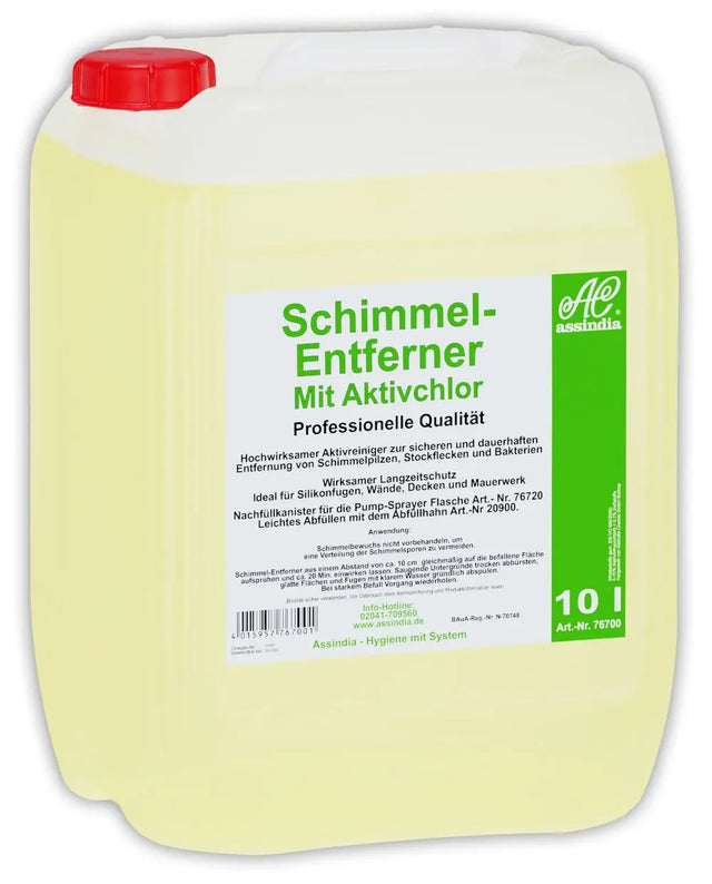 Schimmelentferner Professional Aktivchlor 10l Kanister (inkl. Gefahrgutzuschlag) - Assindia Direkt Onlineshop