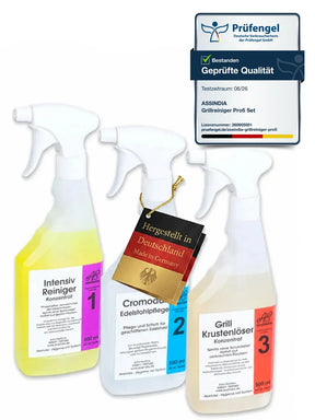 Profi Grillreiniger Set 3x500ml für Grillrost, Edelstahl & Bratplatten - Assindia Direkt Onlineshop
